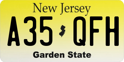 NJ license plate A35QFH