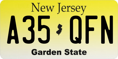 NJ license plate A35QFN