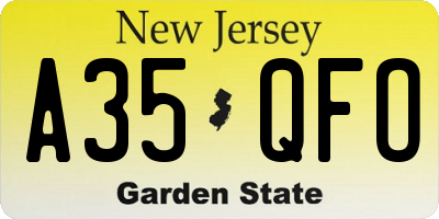 NJ license plate A35QFO