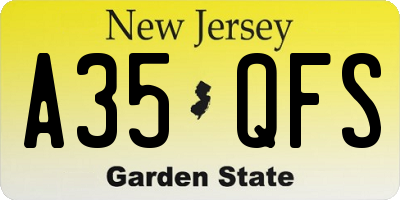 NJ license plate A35QFS