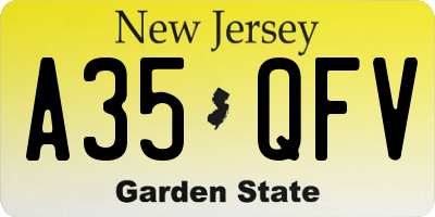 NJ license plate A35QFV
