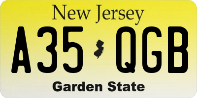 NJ license plate A35QGB