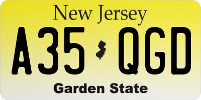NJ license plate A35QGD