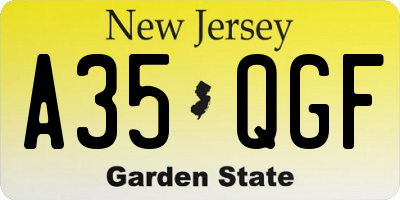 NJ license plate A35QGF