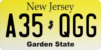 NJ license plate A35QGG