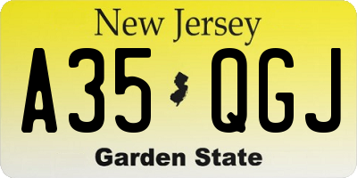 NJ license plate A35QGJ