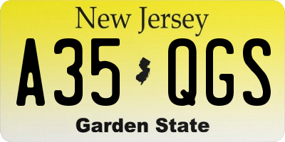 NJ license plate A35QGS