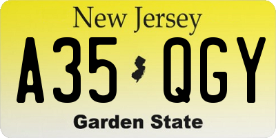 NJ license plate A35QGY