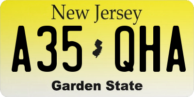 NJ license plate A35QHA