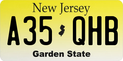 NJ license plate A35QHB
