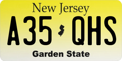 NJ license plate A35QHS