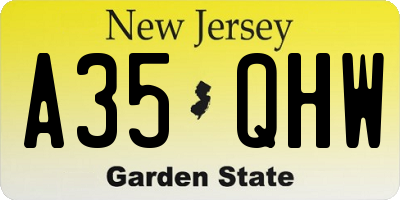 NJ license plate A35QHW