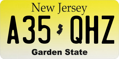 NJ license plate A35QHZ