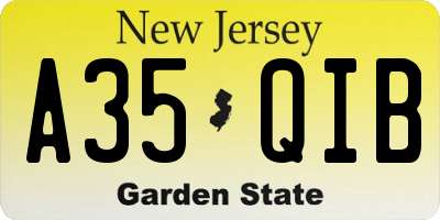 NJ license plate A35QIB
