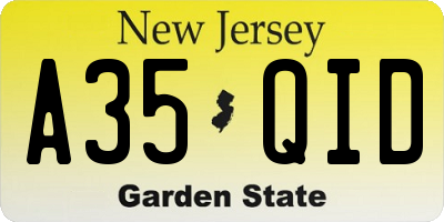 NJ license plate A35QID