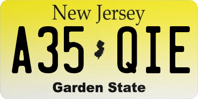 NJ license plate A35QIE