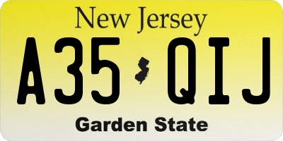 NJ license plate A35QIJ