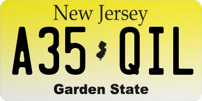 NJ license plate A35QIL
