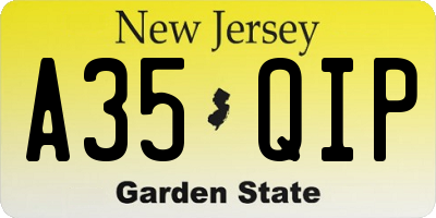 NJ license plate A35QIP
