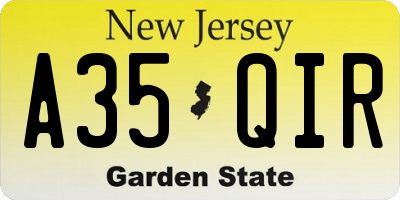 NJ license plate A35QIR