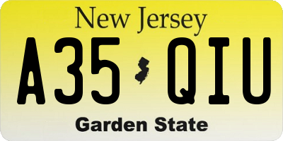 NJ license plate A35QIU