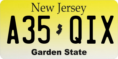 NJ license plate A35QIX