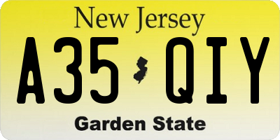 NJ license plate A35QIY