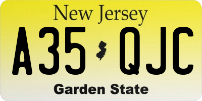 NJ license plate A35QJC