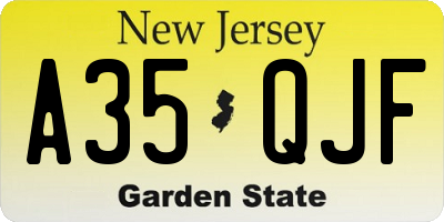 NJ license plate A35QJF