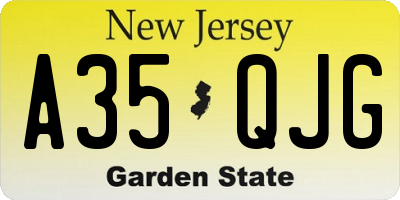 NJ license plate A35QJG
