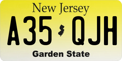 NJ license plate A35QJH