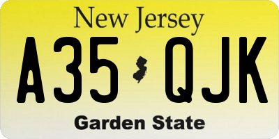 NJ license plate A35QJK