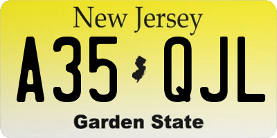NJ license plate A35QJL