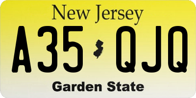 NJ license plate A35QJQ