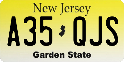 NJ license plate A35QJS