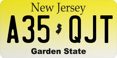 NJ license plate A35QJT
