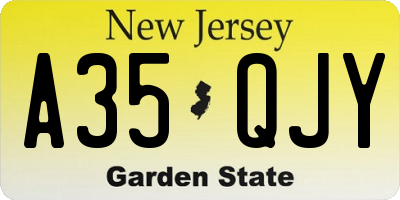 NJ license plate A35QJY