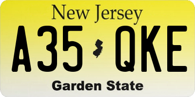 NJ license plate A35QKE