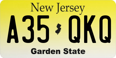 NJ license plate A35QKQ