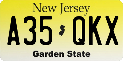 NJ license plate A35QKX