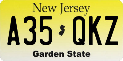 NJ license plate A35QKZ