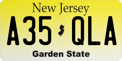 NJ license plate A35QLA