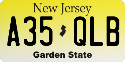 NJ license plate A35QLB
