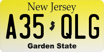 NJ license plate A35QLG