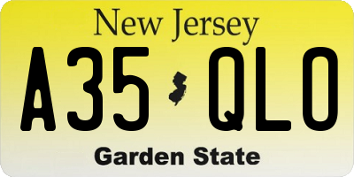 NJ license plate A35QLO