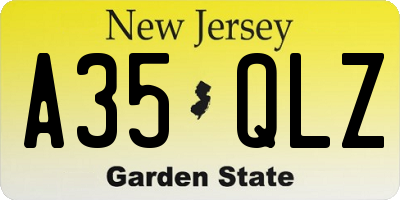 NJ license plate A35QLZ