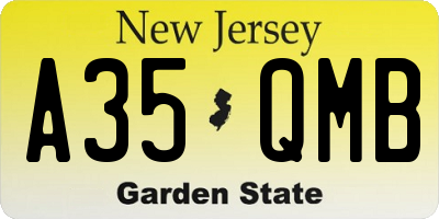 NJ license plate A35QMB