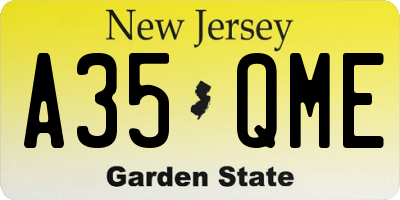 NJ license plate A35QME
