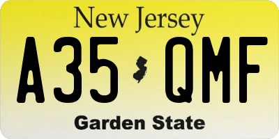 NJ license plate A35QMF