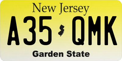 NJ license plate A35QMK